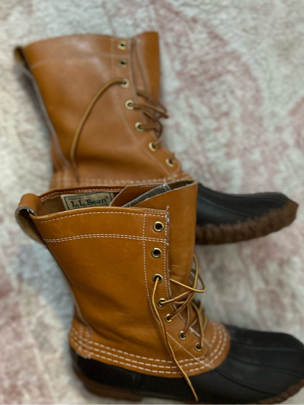 L.L. Bean Tan Leather Lace-Up Duck Boots